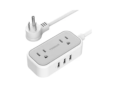 TESSAN 5ft Mini Power Strip (2 Outlets, 3 USB-A Ports)