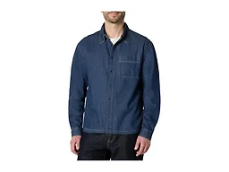 Amazon Essentials Men's Modern Oversized-Fit Denim Button-Down Shirt, Medium Blue Vintage, X-Small