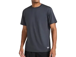 Reebok Men’s Sonic Bolt Short Sleeve Crewneck T-Shirt, Standard Fit, Lightweight Cool Touch Jersey Fabric, Black Heather, Medium