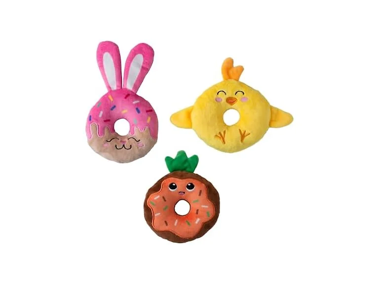 Fringe Studio Plush Dog Toy, 3 Pieces Set, Donuts
