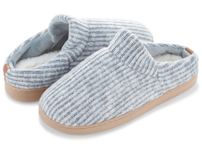 Womens Fuzzy Ribbed Knit Clog Slipper