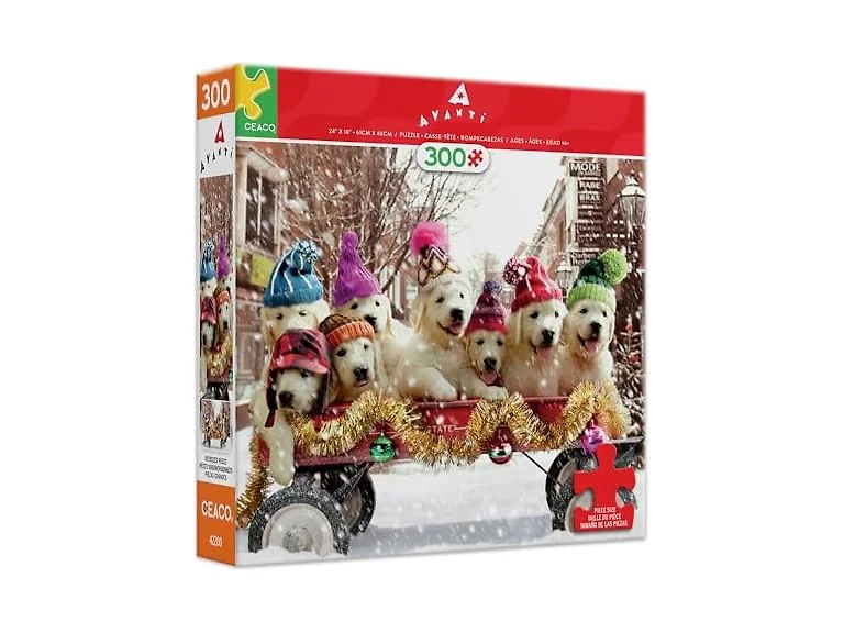 Ceaco - Avanti - Puppies in a Wagon - 300 Piece Puzzle