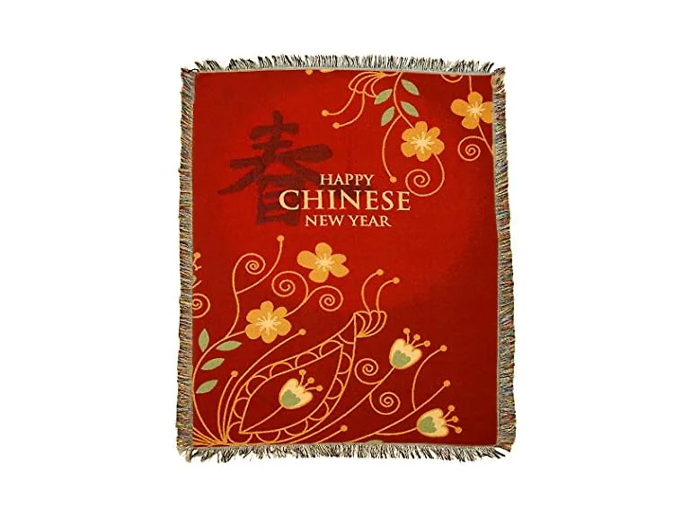 Chinese New Year Floral Tapestry Blanket