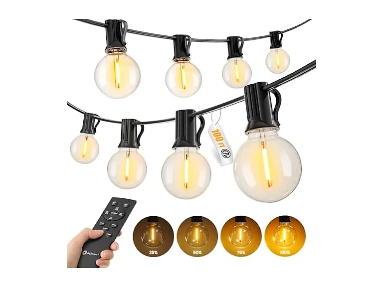 Brightown 100Ft Outdoor String Lights with Remote