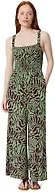 Amazon Essentials Women's Square Neck Wide Leg Sleeveless Jumpsuit, Sage Green Abstract Palms, Medium
