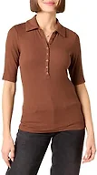 Daily Ritual Women's Fine Rib Polo Shirt, -Chocolate, Large