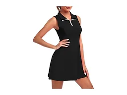 FKEEP Women's Golf Tennis Dress Athletic Workout Dress with Shorts and Pockets (Black, S)