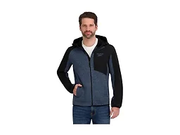 Reebok Mens Full Zip Hooded Sweater Fleece Jacket, Mineral Blue, S