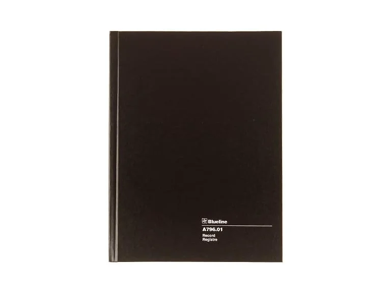 Blueline Record Book, Black, 10.25 x 7.69 inches