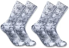 Carhartt Women's Midweight Tie-Dye Crew Sock 2 Pack, Steel, Medium