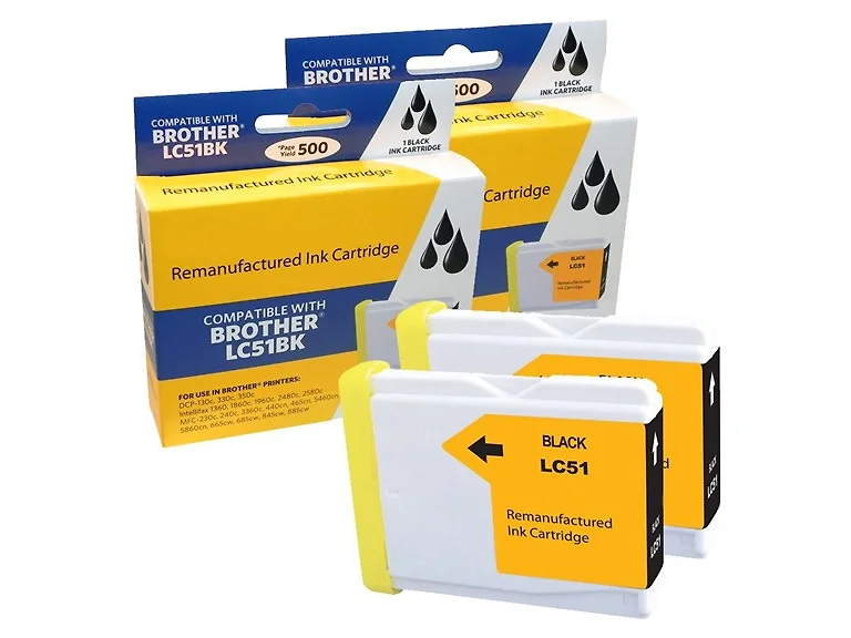 Compatible Brother LC51 Ink Cartridge, Black  (2 Pack)