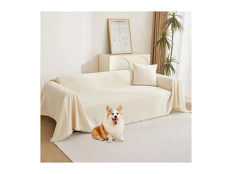 MYSKYHOME Beige Chenille Couch Cover