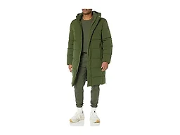 Amazon Essentials Men's Hooded Long Puffer Coat, Dark Olive, 6X-Large Big