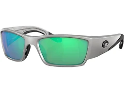 Costa Del Mar 006S9109 910907 61 57-17-125 Costa Del Mar Corbina Rectangular Polarized Sunglasses Silver Metallic/Green Mirrored Polarized 580g