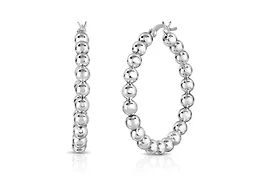 925 Sterling Silver 35MM Bead Hoops