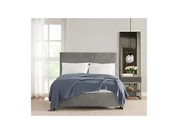 Vince Camuto Classic 100% Basket Woven Cotton Twin Blanket in Dusty Blue, Solid Color, Oeko-TEX Certified