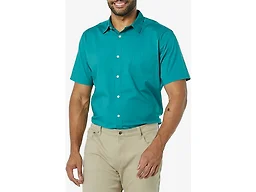 Amazon Essentials Men's Short-Sleeve Slim-Fit Stretch Poplin Shirt Shirt, Teal, XX-Large