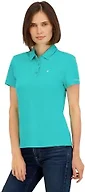 Spyder Womens Jacquard Stripe Short Sleeve Polo Top, Aquamarine, Large