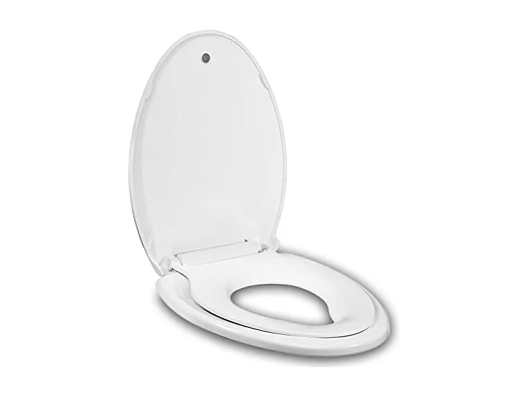 JINGZE Elongated Toilet Seat Built-In Potty Training Seat