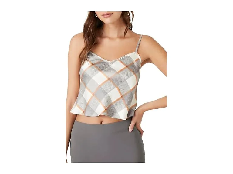 Forever 21 (XL) Satin Cropped Cami Vanilla