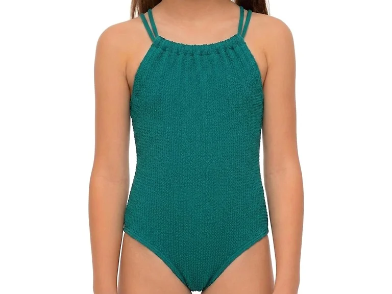 Kanu Surf Girls' Halter One Piece Swimsuit Green