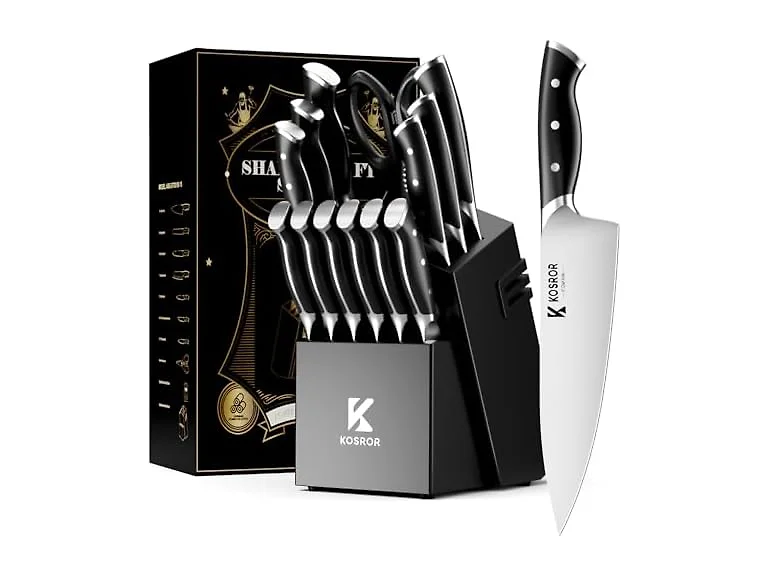 KOSROR Kitchen Knife Set with Block