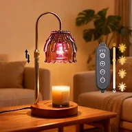 Flyzenvibe Candle Warmer Lamp with Timer & Dimmer, Birthday Gifts for Women Mom, 4-Level Dimmable Flower Heat Lamp for Jar Candles, Adjustable Height, House Warming Gifts, Home Decor (Purple