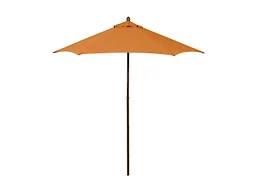 7.5-Foot Wood-Grained Steel Market Patio Umbrella with Push Lift in Tuscan Polyester