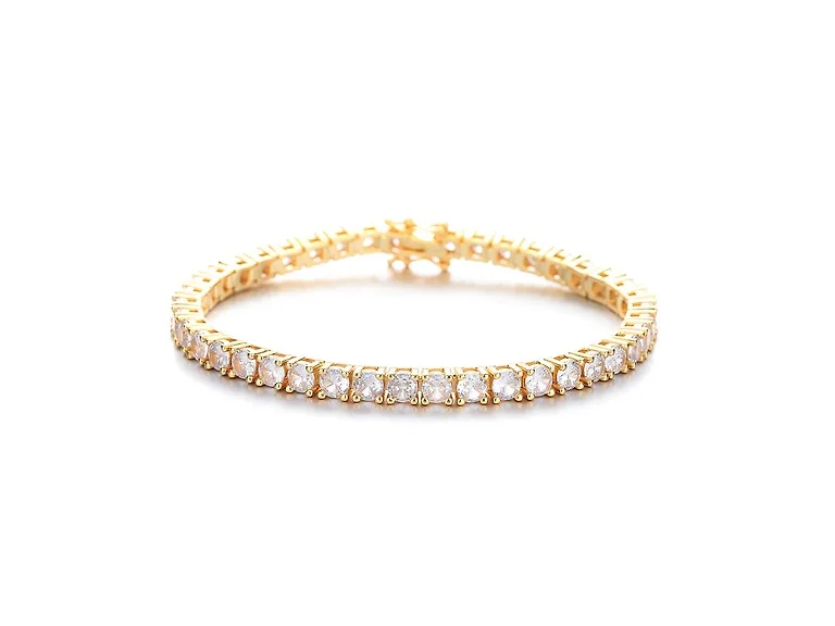 Gold Simulated Diamond Tennis Bracelet