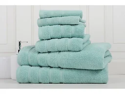 Bibb Home 4241 6-Piece Zero Twist Cotton Towel Set Aq