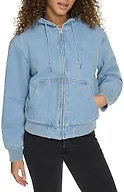 Levi's Women's Workwear Hoody Bomber, Light Wash Denim (Filled), 1X