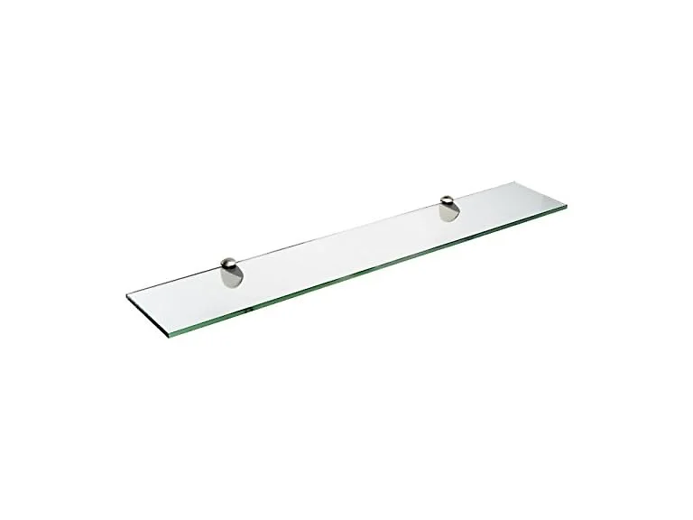 Spancraft 8\" x 24\" Brushed Steel Peacock Glass Shelf