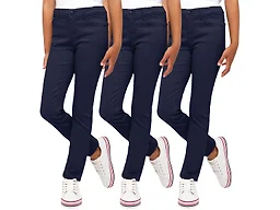 3PK Girls Stretch Pencil Uniform Pants