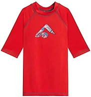 Kanu Surf Boys, Haywire UPF 50+ Sun Protective Rashguard Swim Shirt, Twister Red, 12