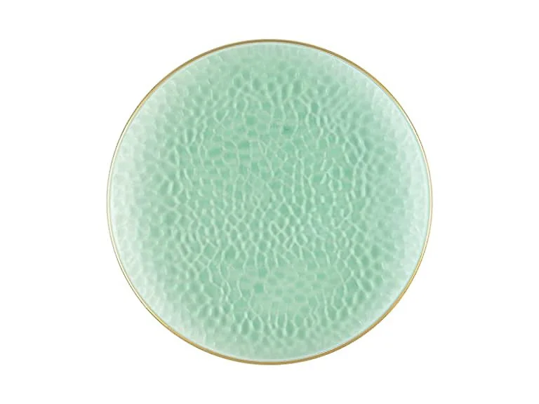 Green/Gold Rim Hammered Chargers - 13" - Case Pack of 48 