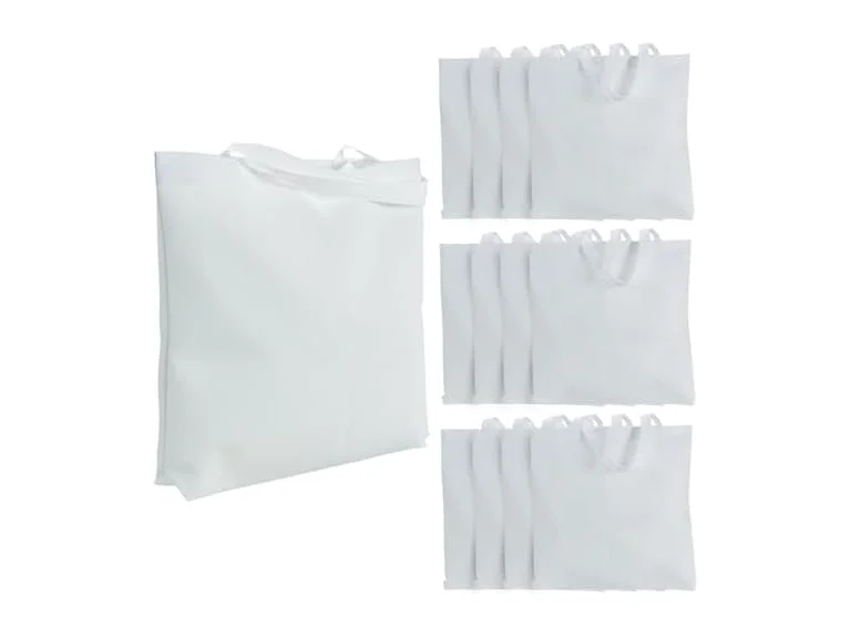 Fun Express DIY White Poly Tote Bags 12Pk