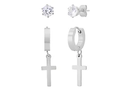 Saffron LGR-54-001E Unisex Cross Hoop & Stud Earri