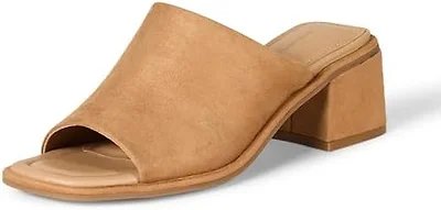 Amazon Essentials Women's Block Heel Mule, Tan Faux Microsuede, 9.5