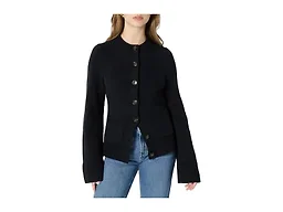 Amazon Essentials Women's Regular-Fit Long-Sleeve Cardigan with Bell Sleeves and Shaped Waist, Black, Small
