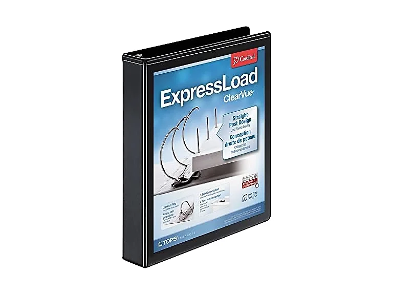 Cardinal ExpressLoad ClearVue Locking D-Ring Binder, 1.5-Inch, Black (49111)