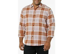 Amazon Essentials Men's Regular Fit Long-Sleeve Flannel Shirt, Soft Brushed Cotton, Lightweight yet Warm, Mauve Rust Plaid, Medium