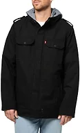 Levi's Men's Hooded Utility Jacket, Black Cotton Canvas, 5X