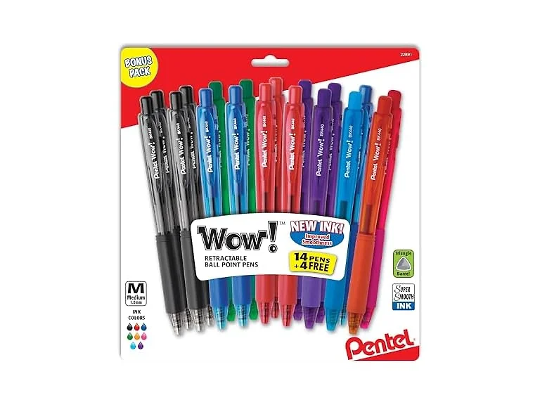 Pentel Wow! Retractable Ballpoint Pen Pack of 18