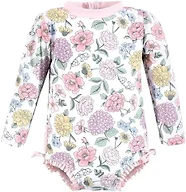 Hudson Baby Girls Rashguard Baby and Toddler Swimsuit, Vintage Blossom, 8 Years