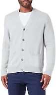 Amazon Essentials Men's V-Neck Cotton Knitted Cardigan Sweater, Ribbed, Light Grey Heather, Large