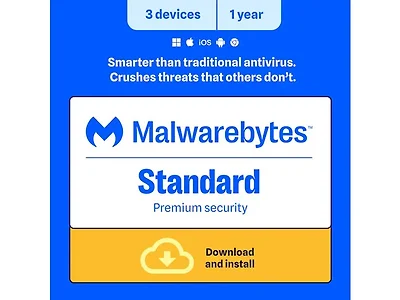 Malwarebytes Standard Premium Software - 3 Devices, 1 Year, Digital