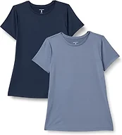 Amazon Essentials Women's Active Quick Dry Tech Stretch Short-Sleeve Crewneck T-Shirt, Multipacks, Slate Grey / Navy, X-Small