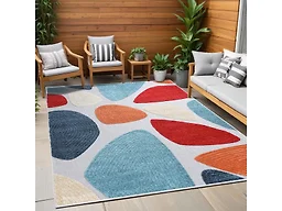 Superior Tulip Indoor Outdoor Area Rug, Perfect for Patio, Poolside, Backyard, Playroom, Kitchen, Bedroom, Dining Room, Entryway, Mudroom, Modern Geometric Floor Cover, 8' x 10', Multicolor