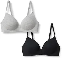 Amazon Essentials Women's Cotton Jersey Lined Plunge Bralette, Black/Grey Heather, 38A
