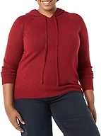 Amazon Essentials Women's Soft Touch Long Sleeve Hooded Pullover Sweater, Dark Red, Large
